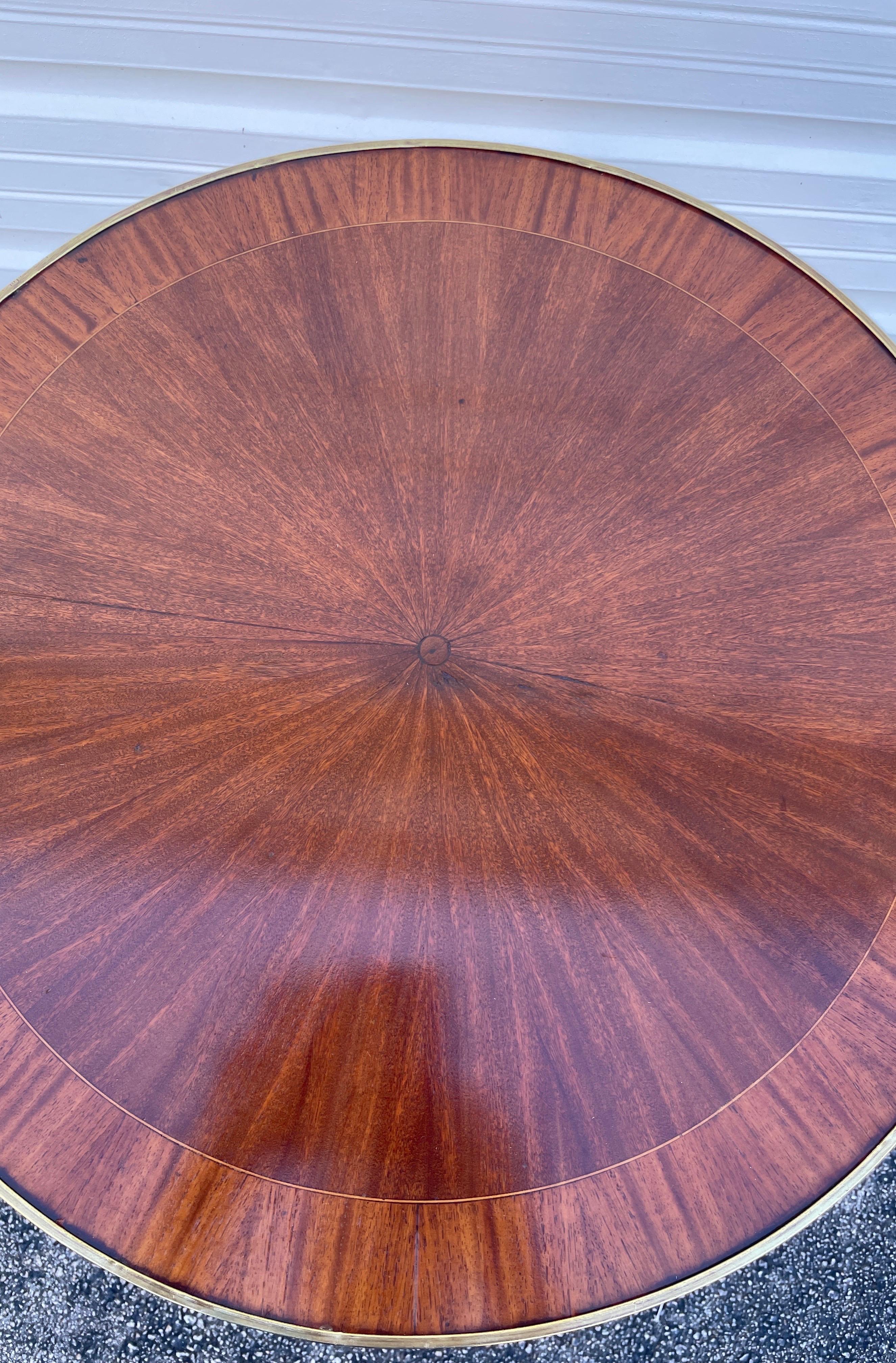 19th Century Neoclassical French Round Inlaid Marquetry Table In Good Condition In West Palm Beach, FL