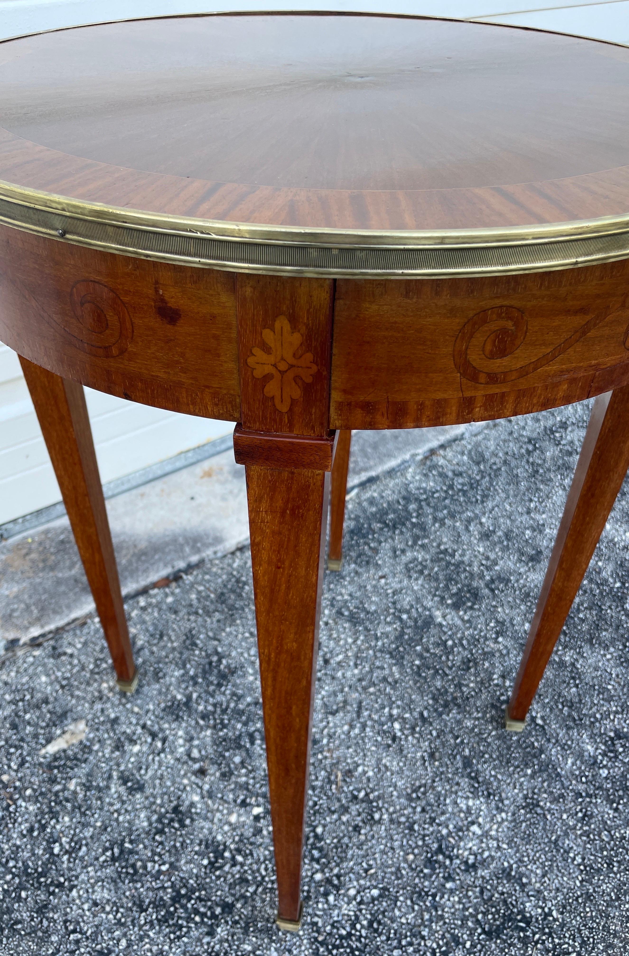 19th Century Neoclassical French Round Inlaid Marquetry Table 2