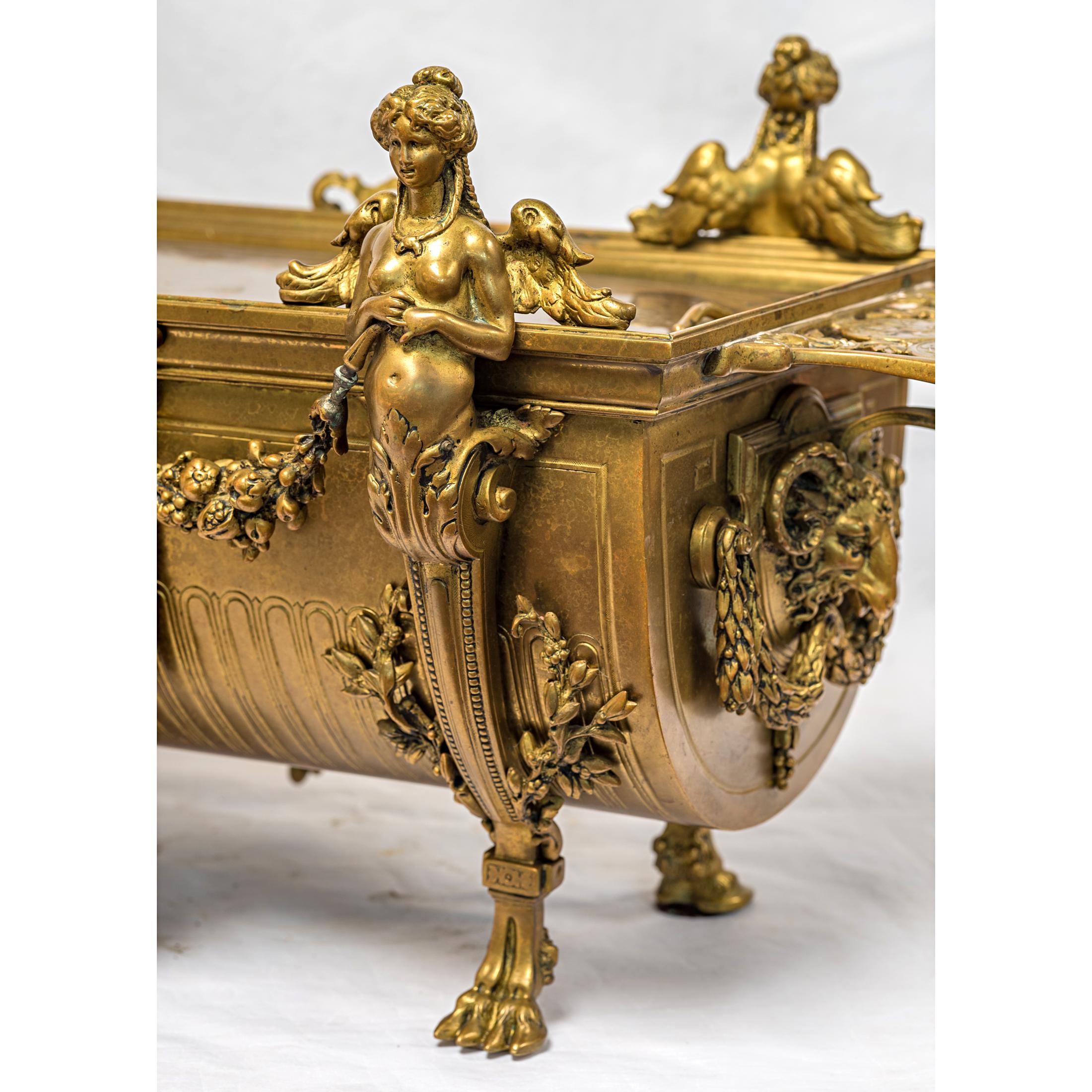Neoclassical Gilt Bronze Jardinière Centrepiece For Sale 1