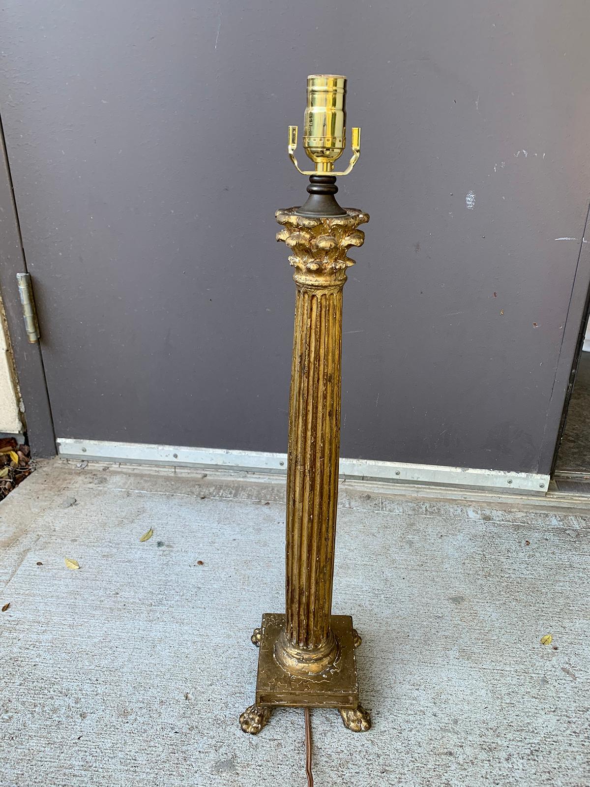 Circa 1900 Neoclassical Giltwood Corinthian Column Lamp 1