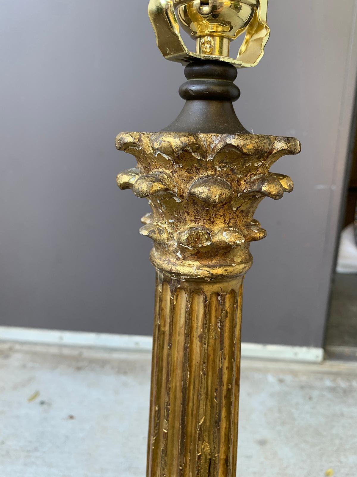 Circa 1900 Neoclassical Giltwood Corinthian Column Lamp 2