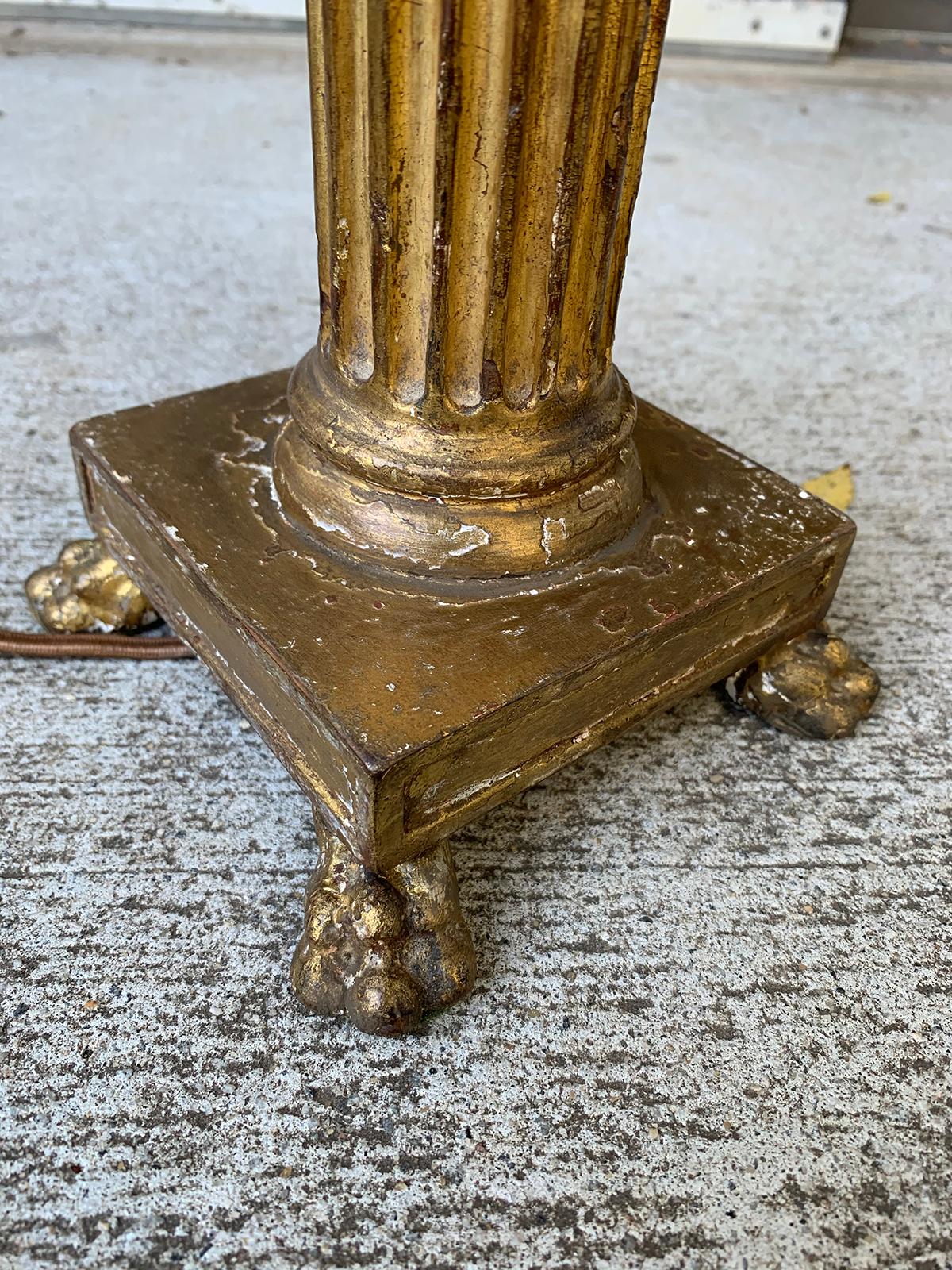 Circa 1900 Neoclassical Giltwood Corinthian Column Lamp 5