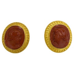 19th Century Neoclassical Gold Cufflinks Paste Glass Cameos