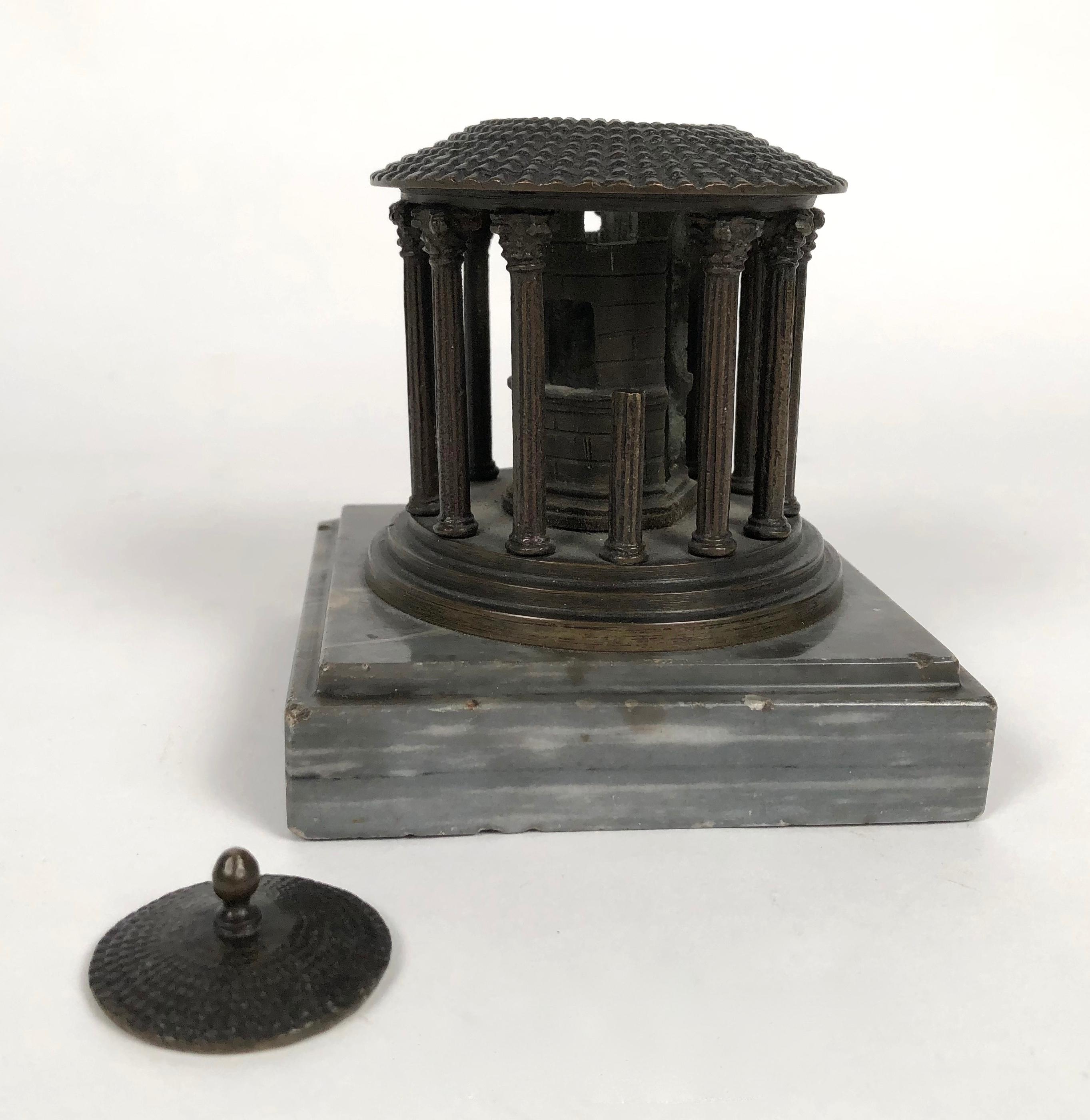 19th Century Neoclassical Grand Tour Bronze Model of the Temple of Vesta, Rome In Good Condition In Essex, MA