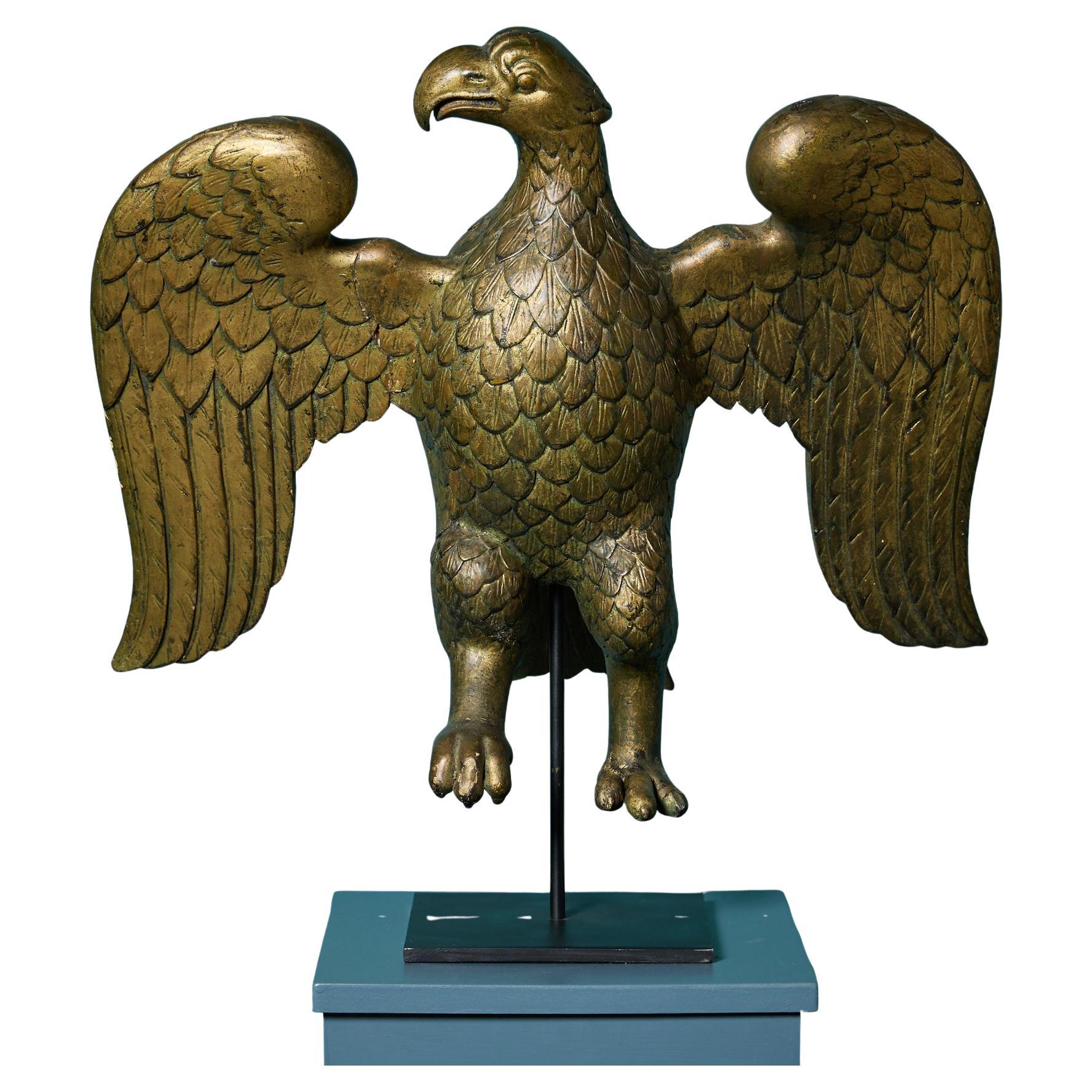 19th Century Neoclassical Hand Carved Giltwood Eagle