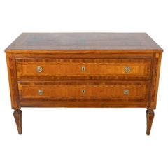 19th Century Neoclassical Inlaid Walnut and Cherry Italian Commode