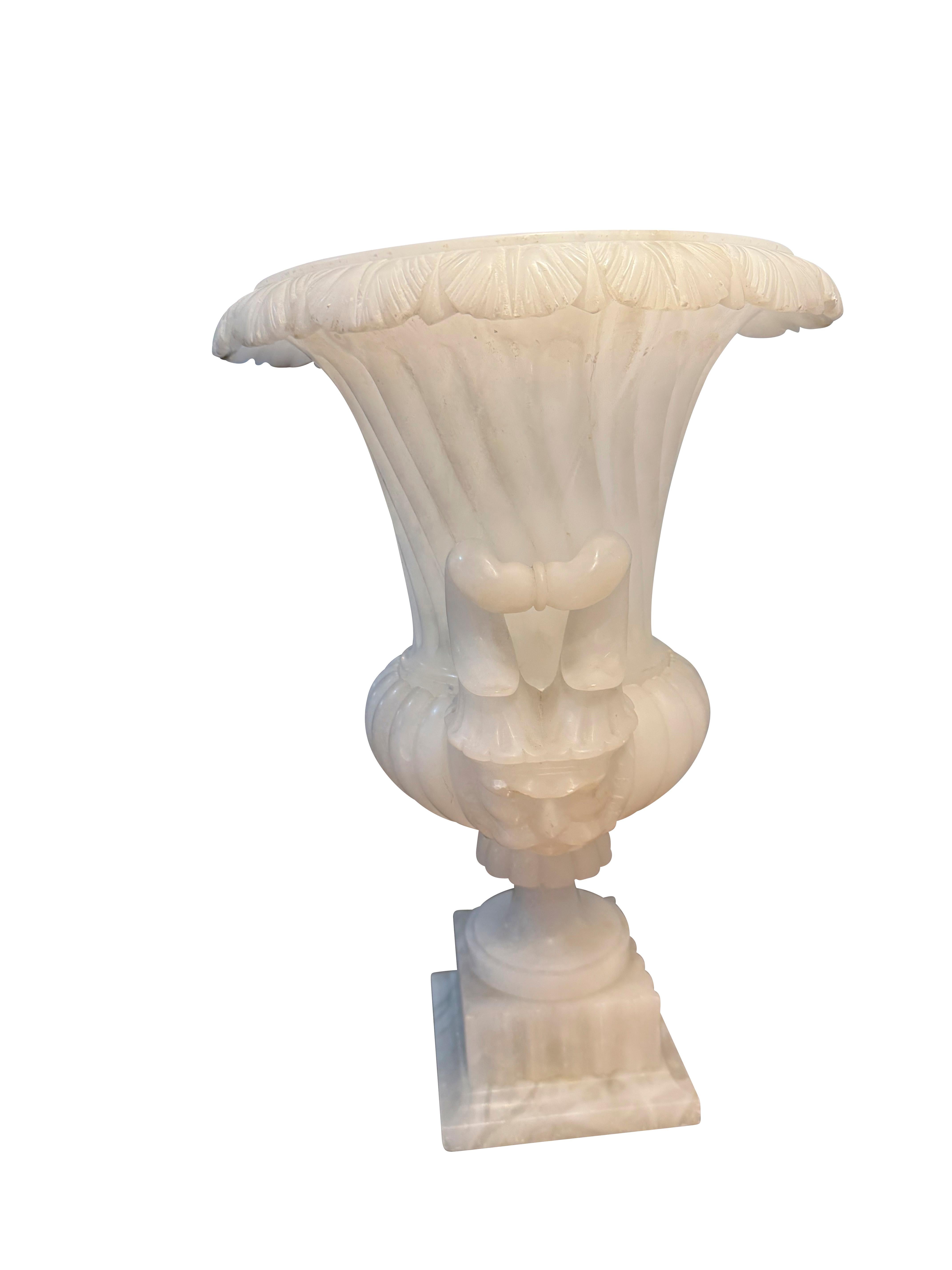 19th Century Neoclassical Italian Alabaster Urn Lamps For Sale 5