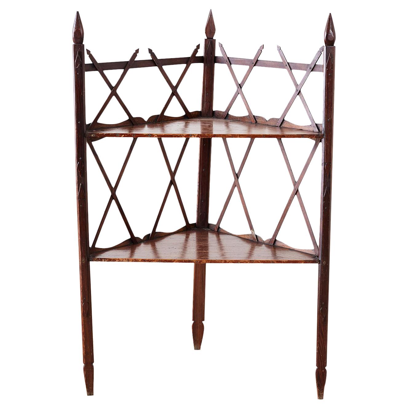 19th Century Neoclassical Italian Fruitwood Corner Étagère