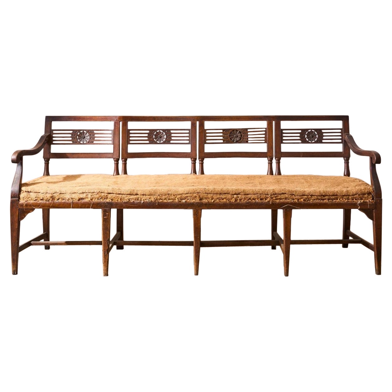 19th Century Neoclassical Italian hall bench - 4 seater