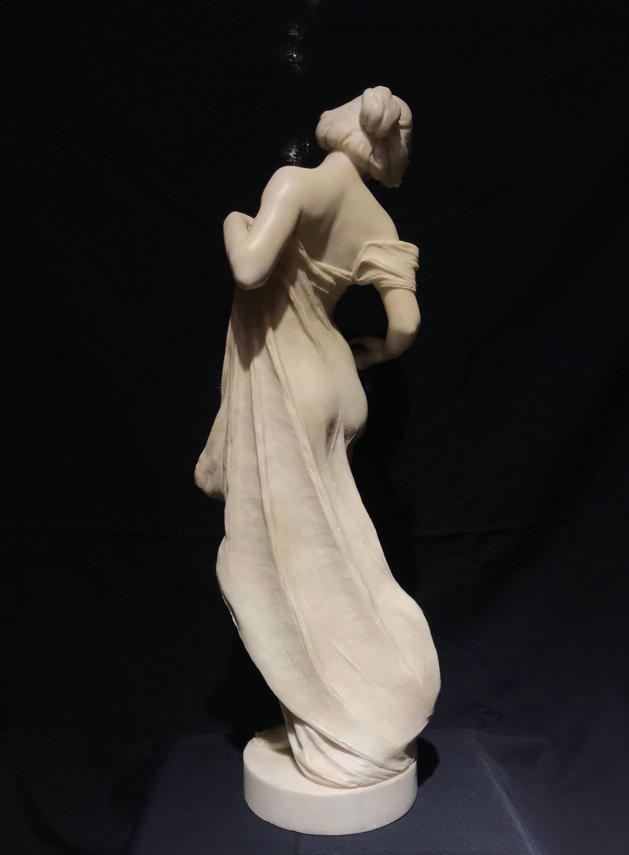 19th Century Neoclassical Italian White Marble Sculpture of Nymph 5