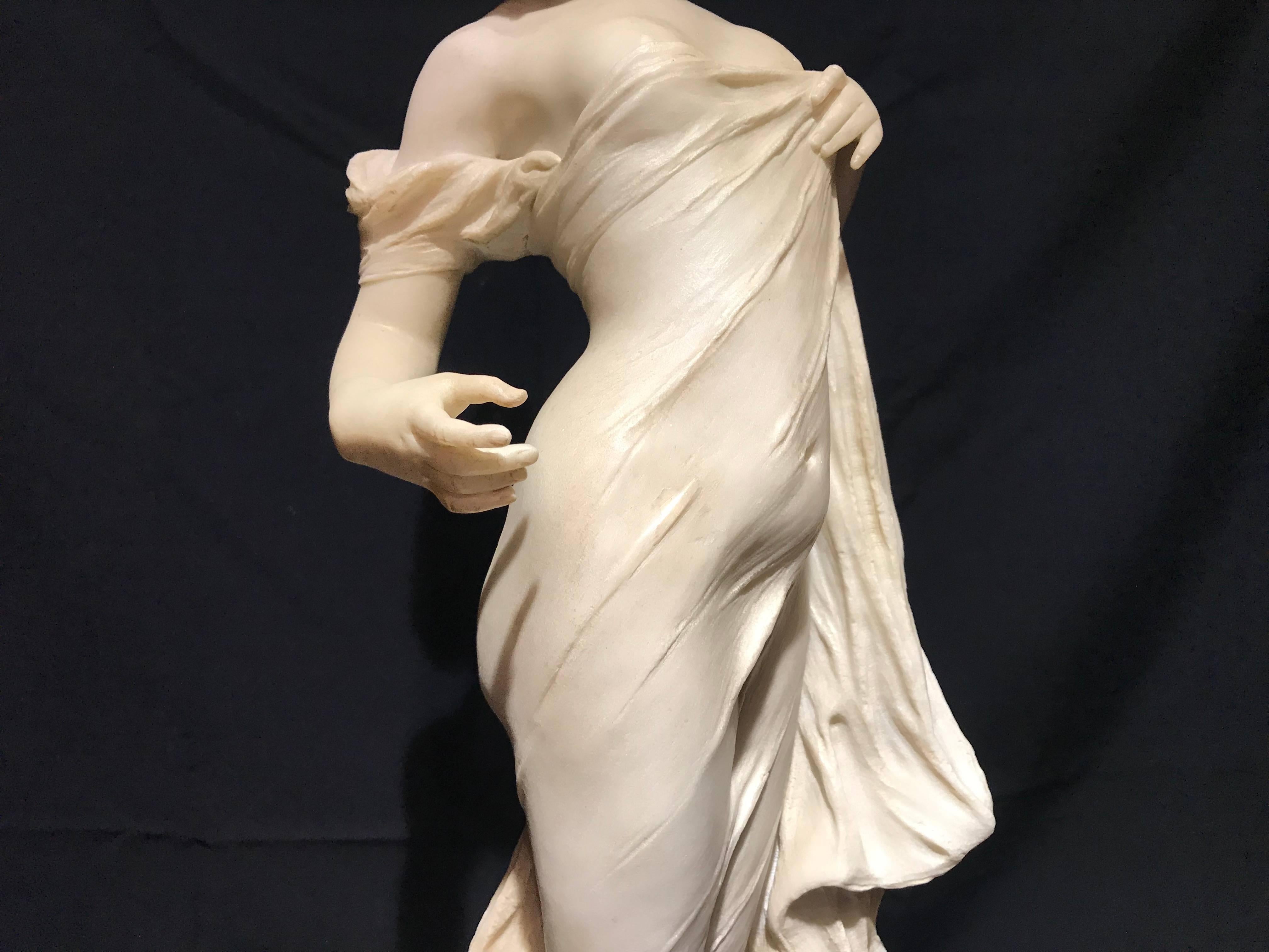 19th Century Neoclassical Italian White Marble Sculpture of Nymph 6