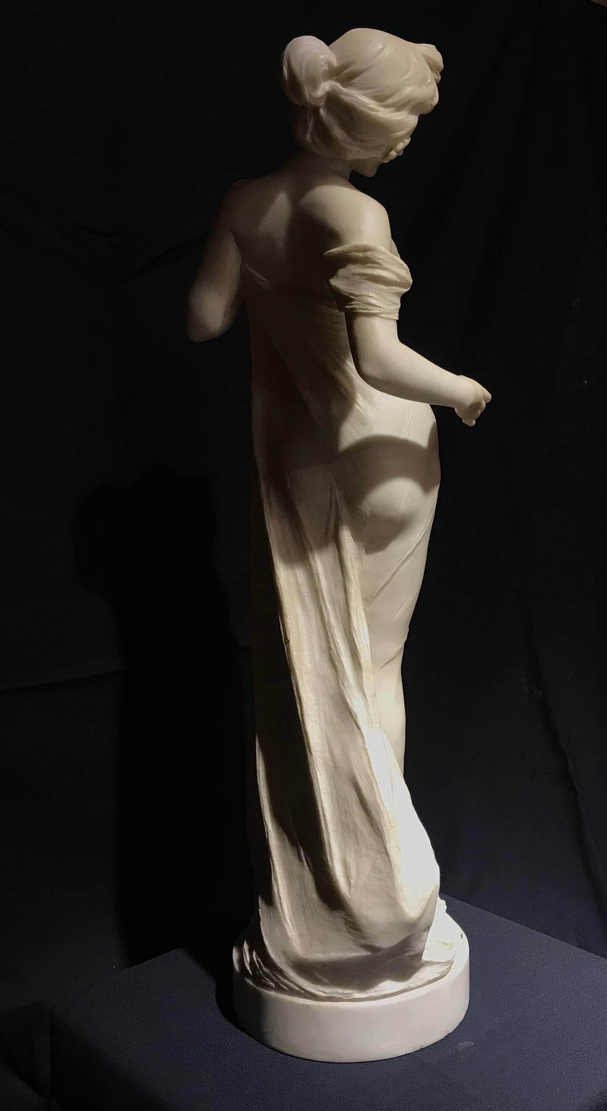 19th Century Neoclassical Italian White Marble Sculpture of Nymph 1