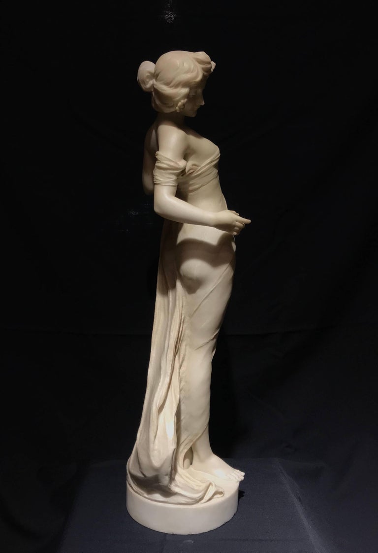 19th Century Neoclassical Italian White Marble Sculpture of Nymph at