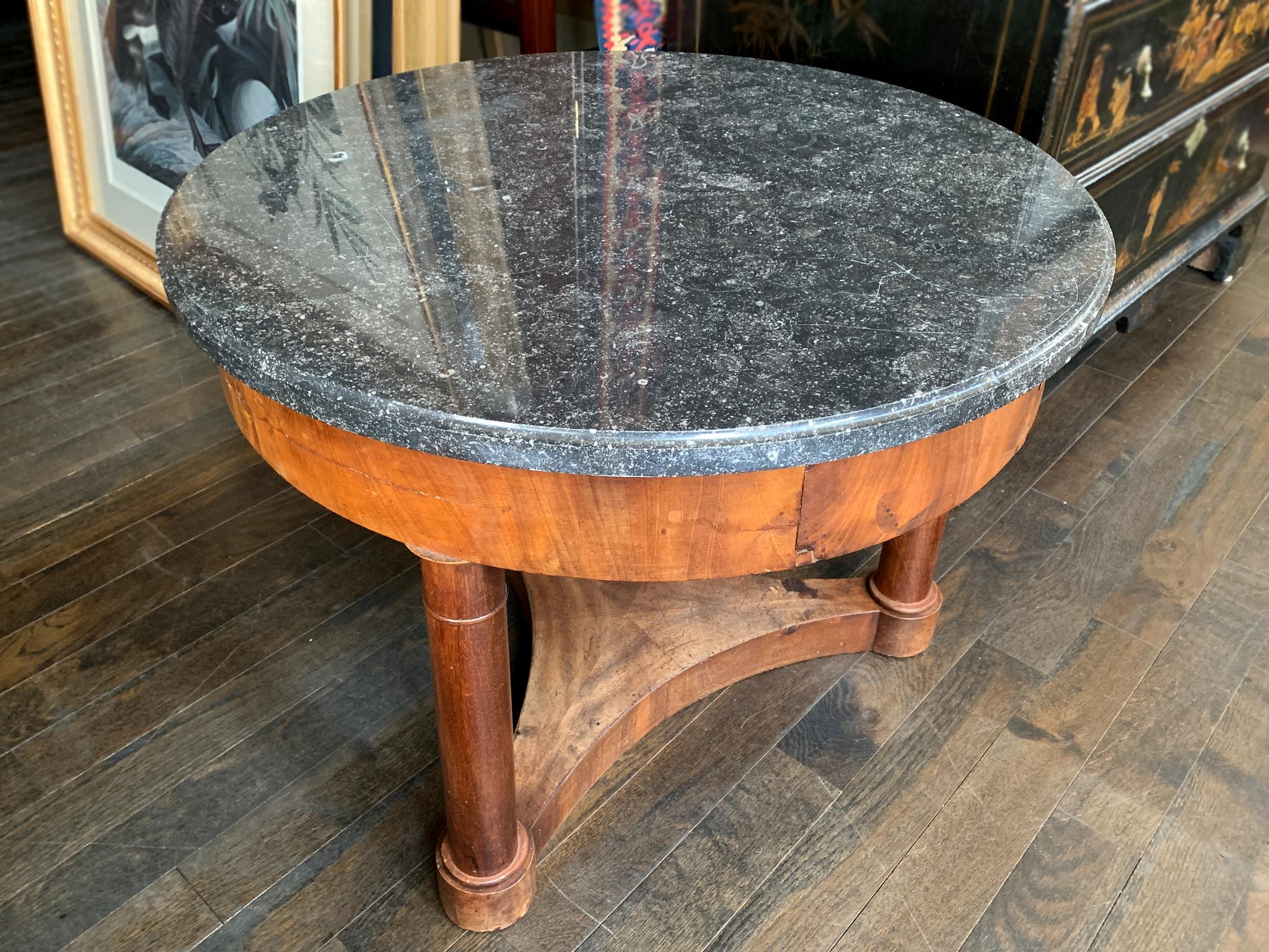 19th Century Neoclassical Mahogany & Marble Side Table 10