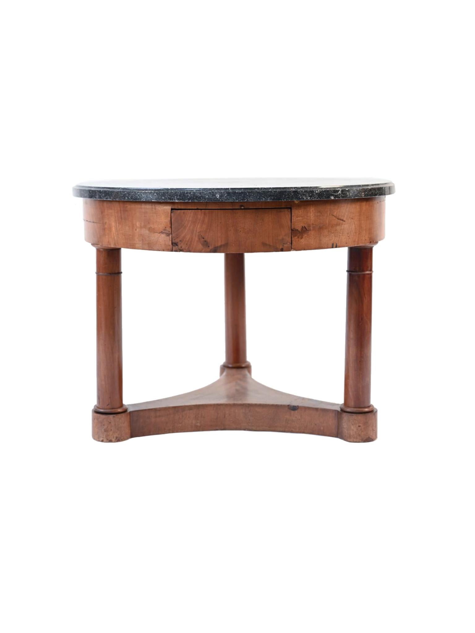 French 19th Century Neoclassical Mahogany & Marble Side Table