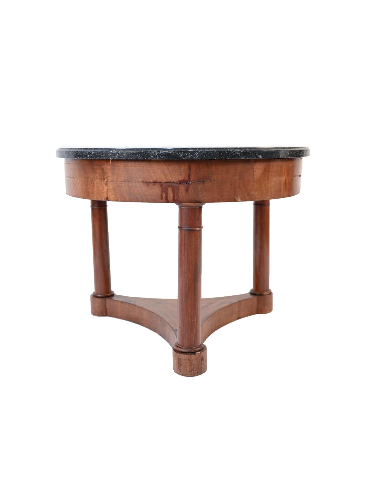 19th Century Neoclassical Mahogany & Marble Side Table In Good Condition In New York, NY