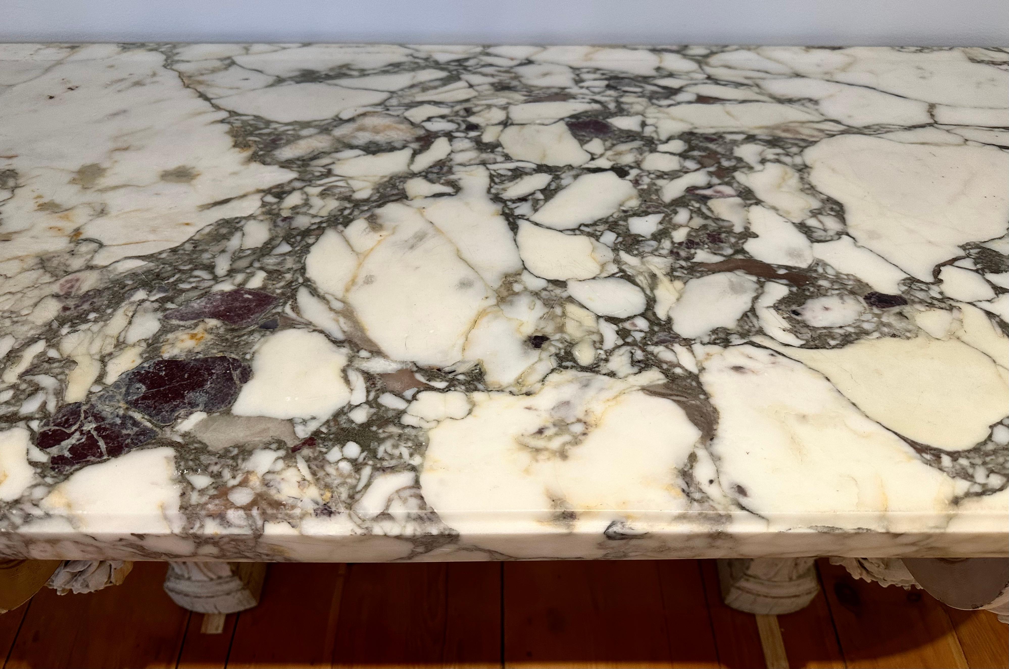 19th Century Neoclassical Marble and Carved Wood Console Table In Good Condition For Sale In Essex, MA
