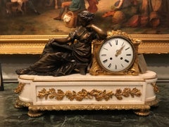19th Century Neoclassical Marble and Gilt Bronze Figural Mantle Clock