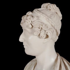 19th Century Neoclassical Marble Portrait Bust of a Lady by L.A. Goblet