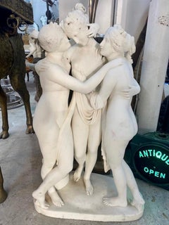 19th Century Neoclassical Marble Sculpture of the Three Graces after Canova