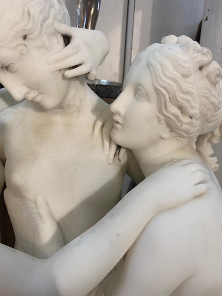 Intagliato Scultura neoclassica in marmo del XIX secolo con le Tre Grazie di Canova in vendita
