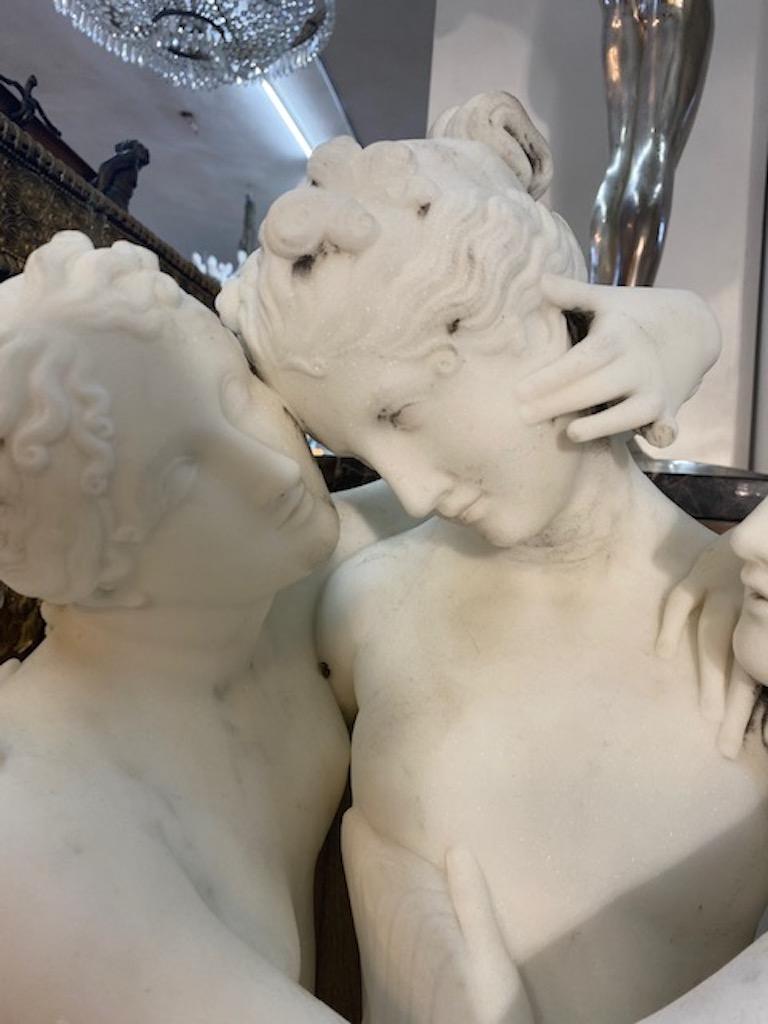 Carved 19th Century Neoclassical Marble Sculpture of the Three Graces after Canova For Sale