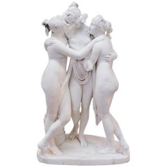 19th Century Neoclassical Marble Sculpture of the Three Graces after Canova