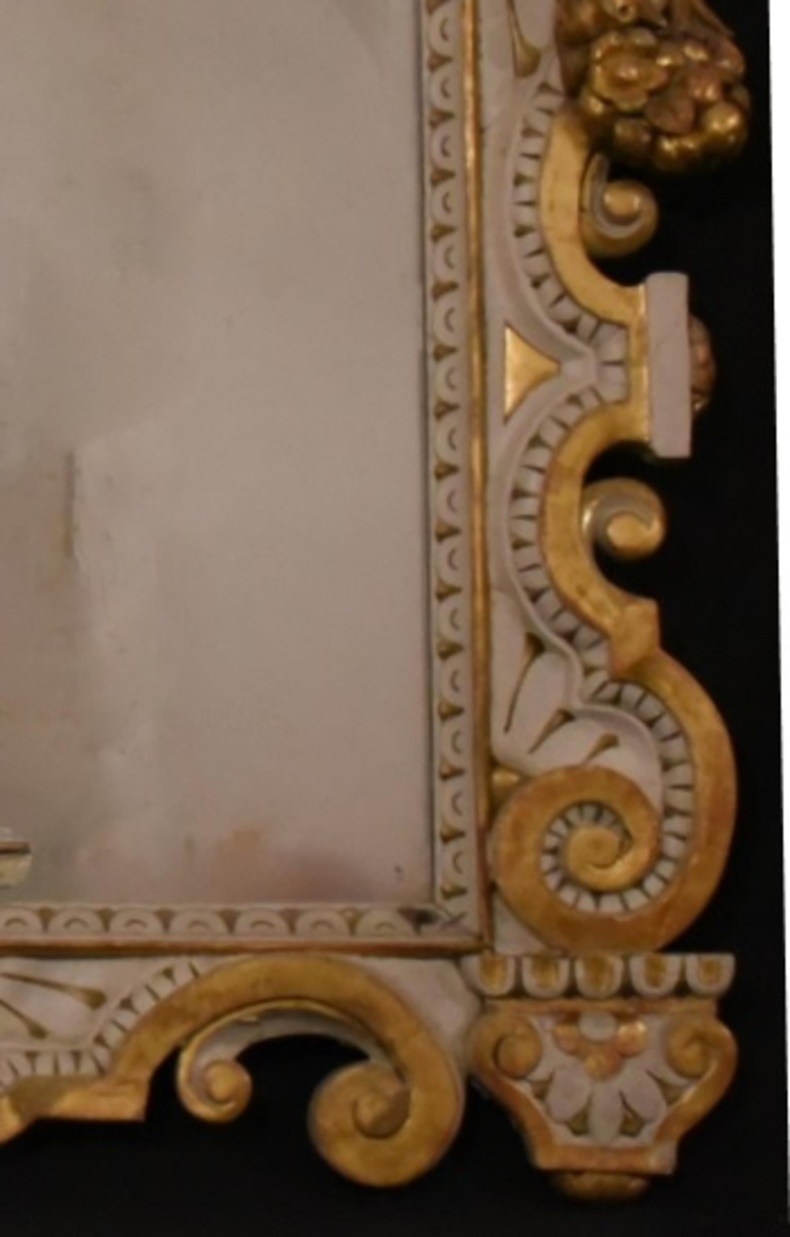 19th Century Neoclassical Mirror Carved and Giltwood, Italy, Late 1800s 3