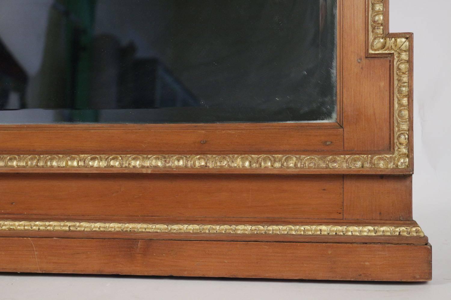 Wood 19th Century Neoclassical Mirror in Gold Giltwood and Gesso, Antique For Sale