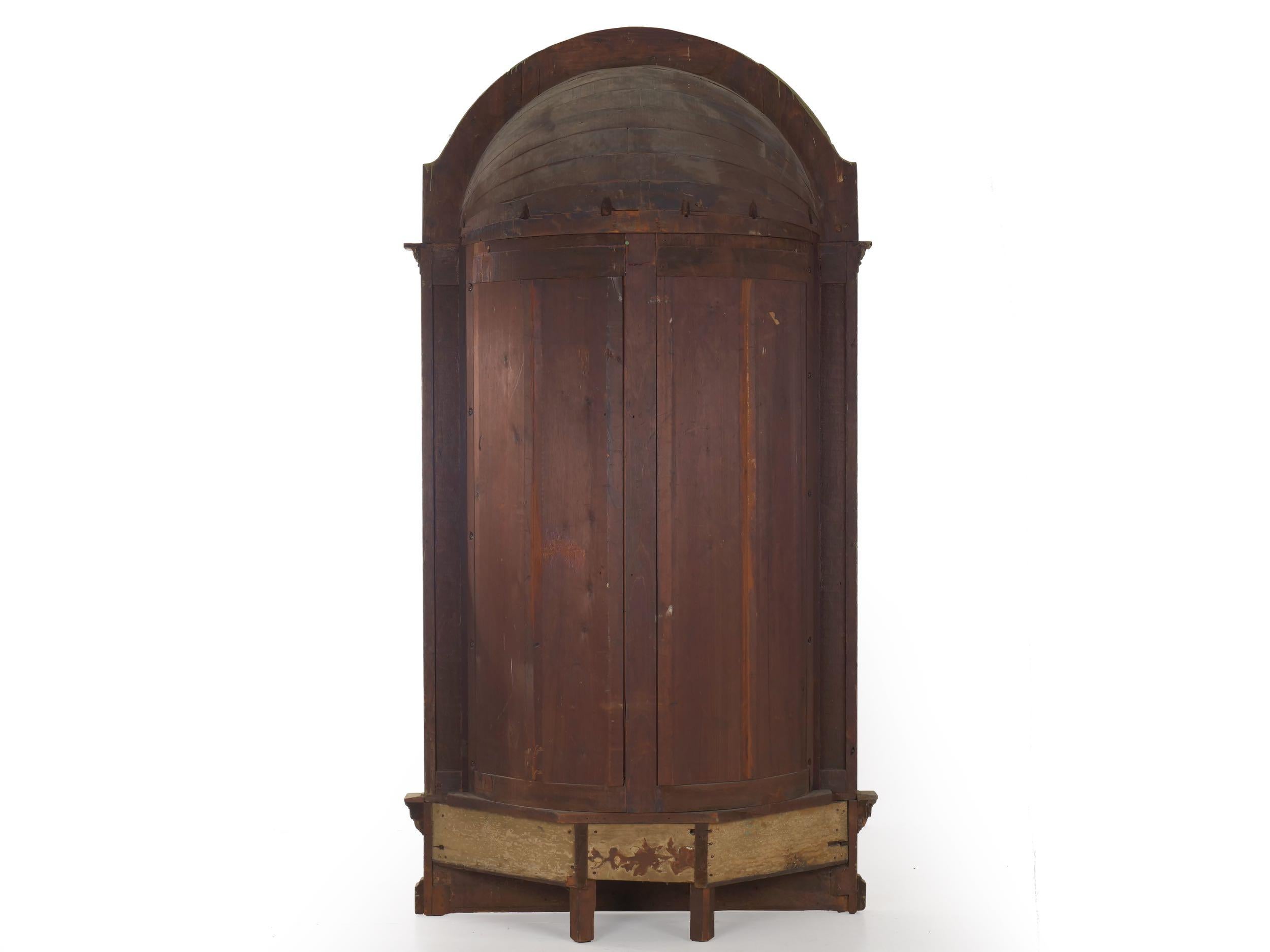 19th Century Neoclassical Painted Built In Antique Corner Cupboard