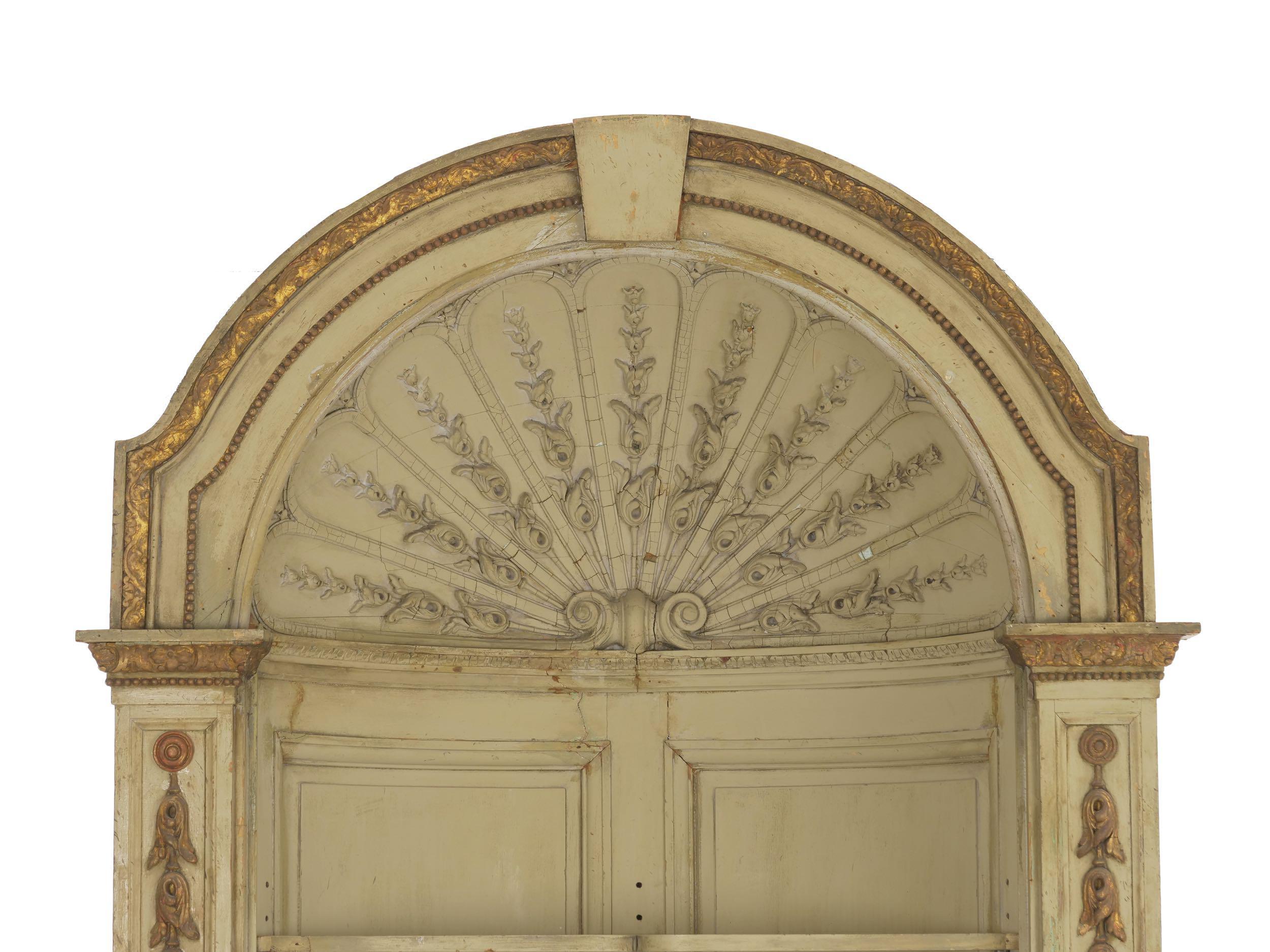 Gilt 19th Century Neoclassical Painted Built-In Antique Corner Cupboard Cabinet For Sale