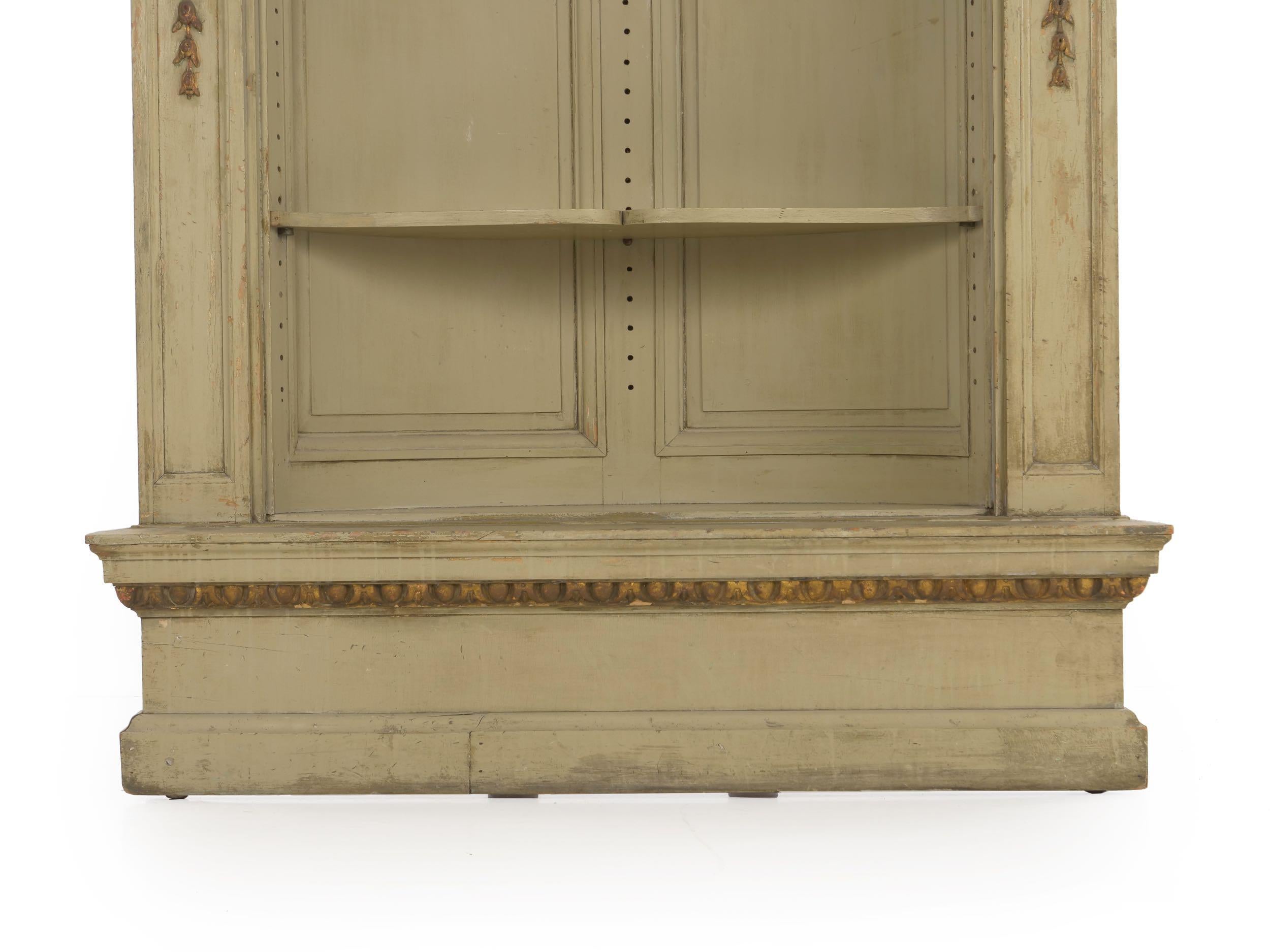 Wood 19th Century Neoclassical Painted Built-In Antique Corner Cupboard Cabinet For Sale