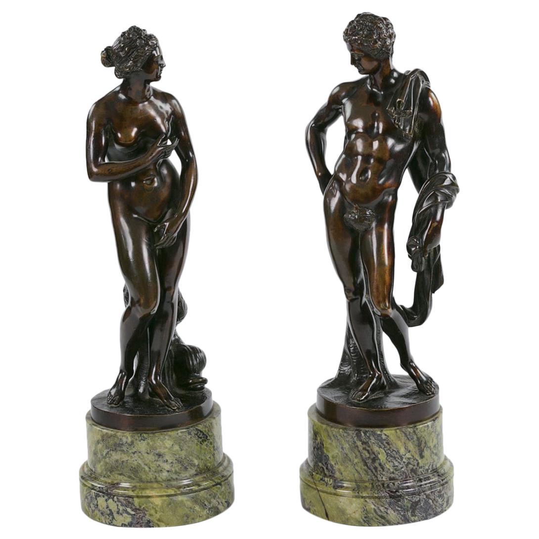 19th Century Neoclassical Pair of Bronzes Depicting Capitoline Venus and Apollo