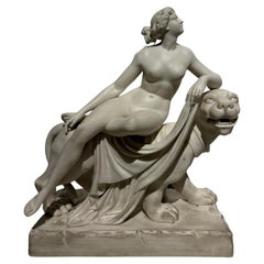 19th Century Neoclassical Parian "Ariadne Riding on a Panther"