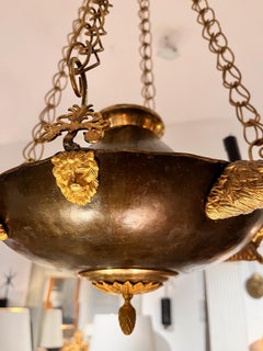 19th Century Neoclassical Patinated Bronze Candle Chandelier