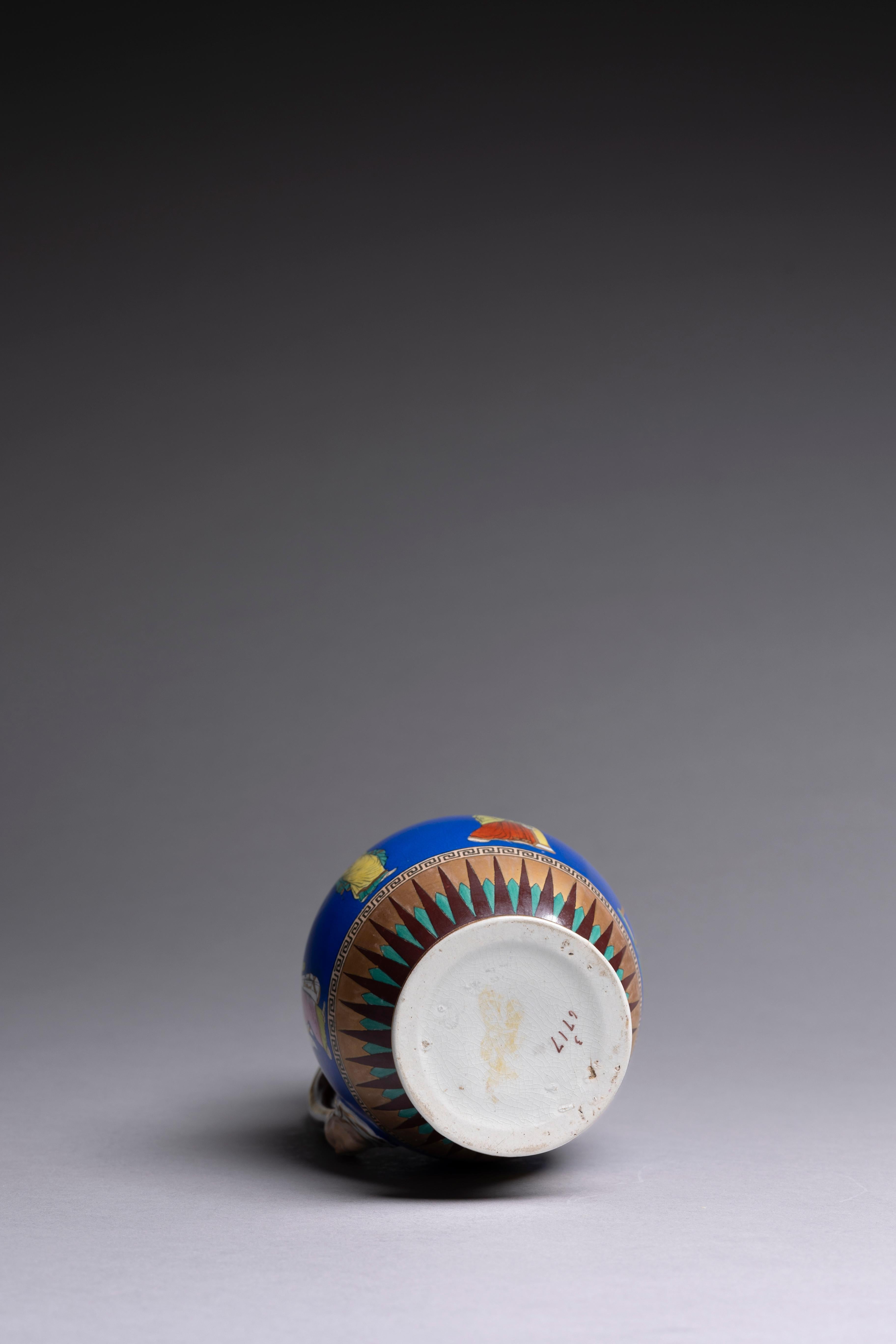 19th Century Neoclassical Polychrome Pitcher In Excellent Condition For Sale In Fort Lauderdale, FL