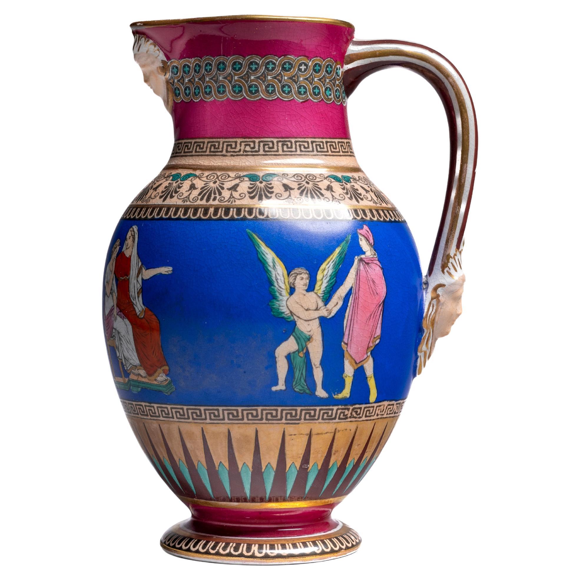 19th Century Neoclassical Polychrome Pitcher