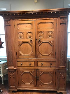 19th Century Neoclassical Revival Irish Pine Cabinet with Molded Decorations