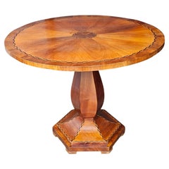 19th Century Neoclassical Satinwood & Ebony Inlaid Mixed Fruitwood Center Table