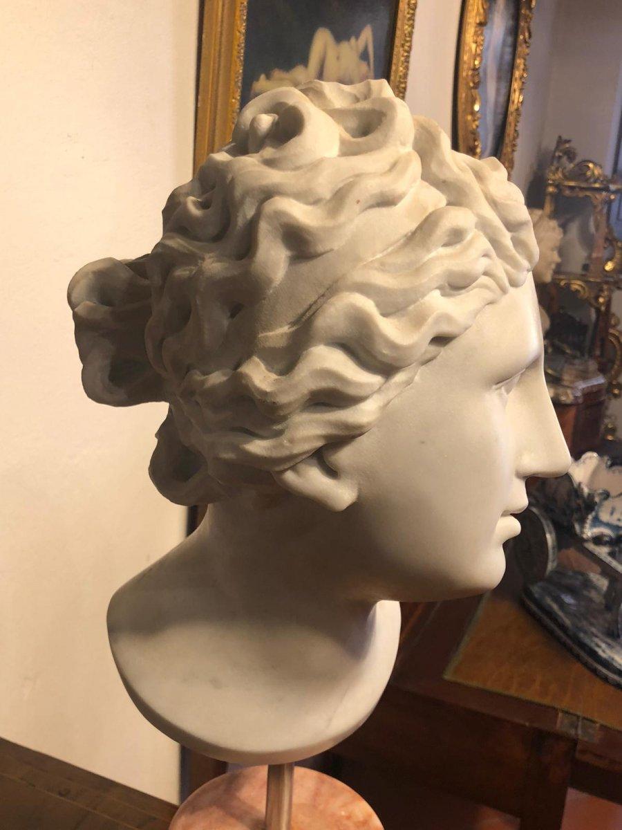 Mid-19th Century 19th Century Neoclassical Sculpture Carrara Marble Head For Sale