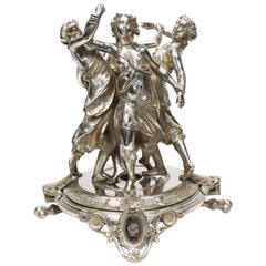 19th Century Neoclassical Silvered Muses Centerpiece in the Manner of Christofle
