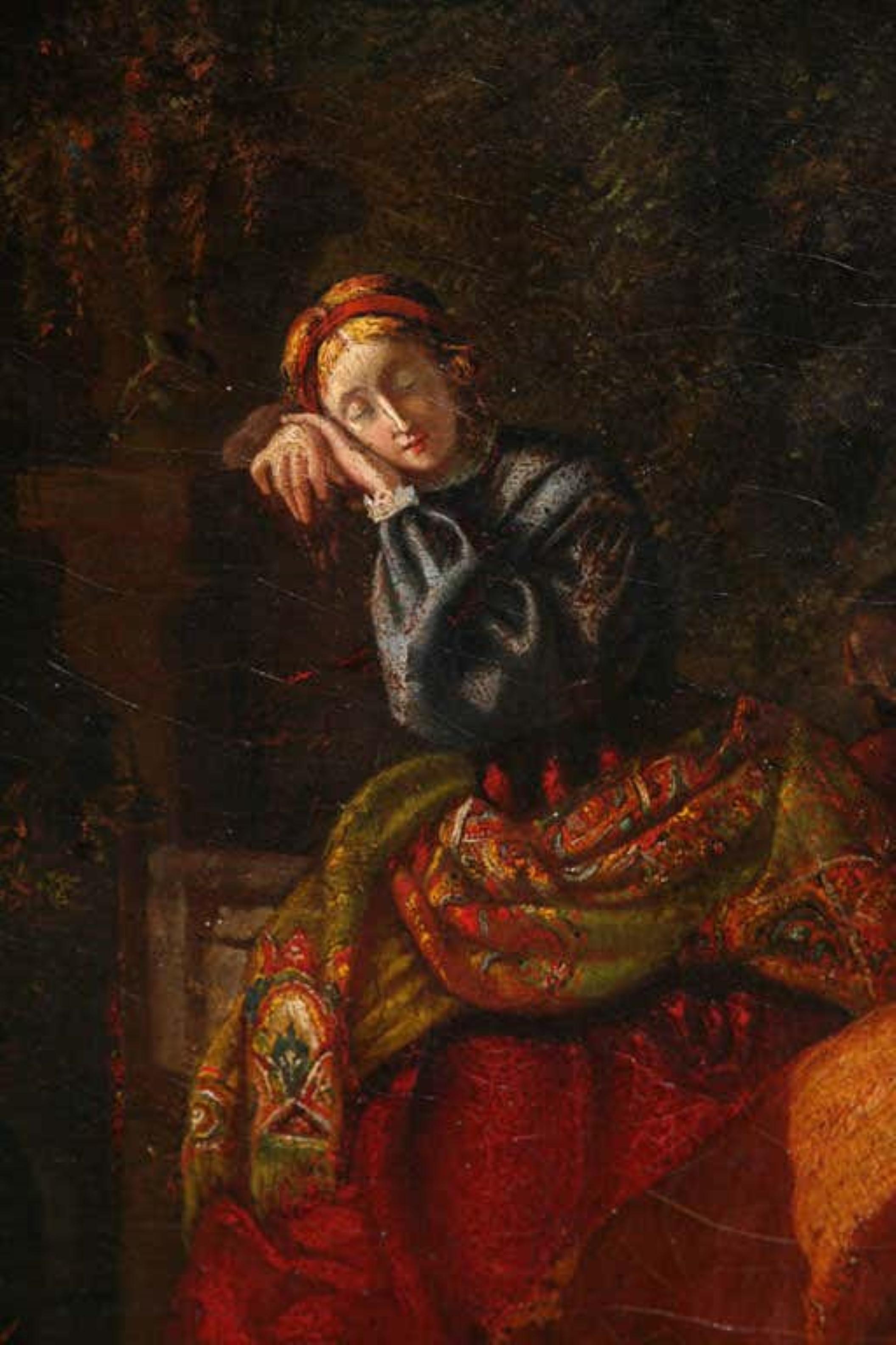 Grande peinture espagnole néoclassique du 19ème siècle de genre attribuée à en vente 1