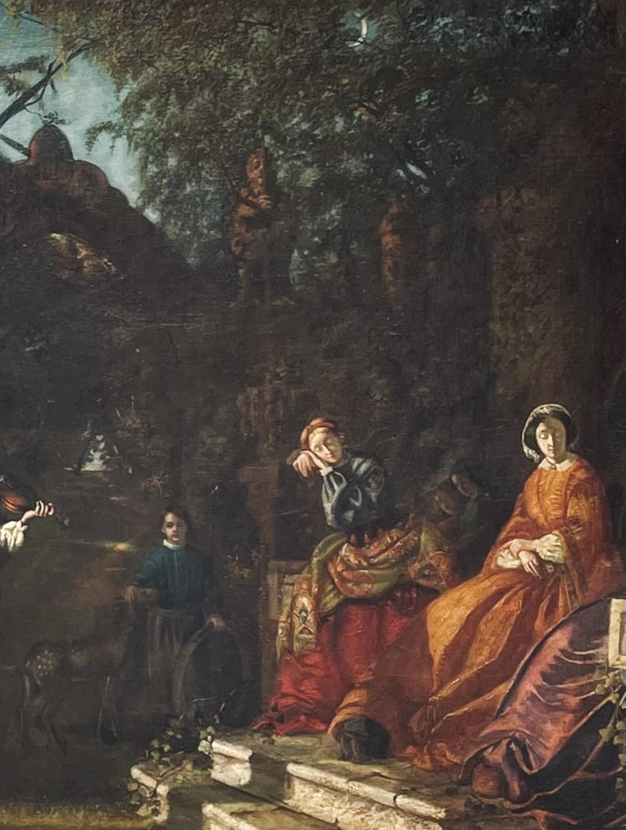 Peint à la main Grande peinture espagnole néoclassique du 19ème siècle de genre attribuée à en vente