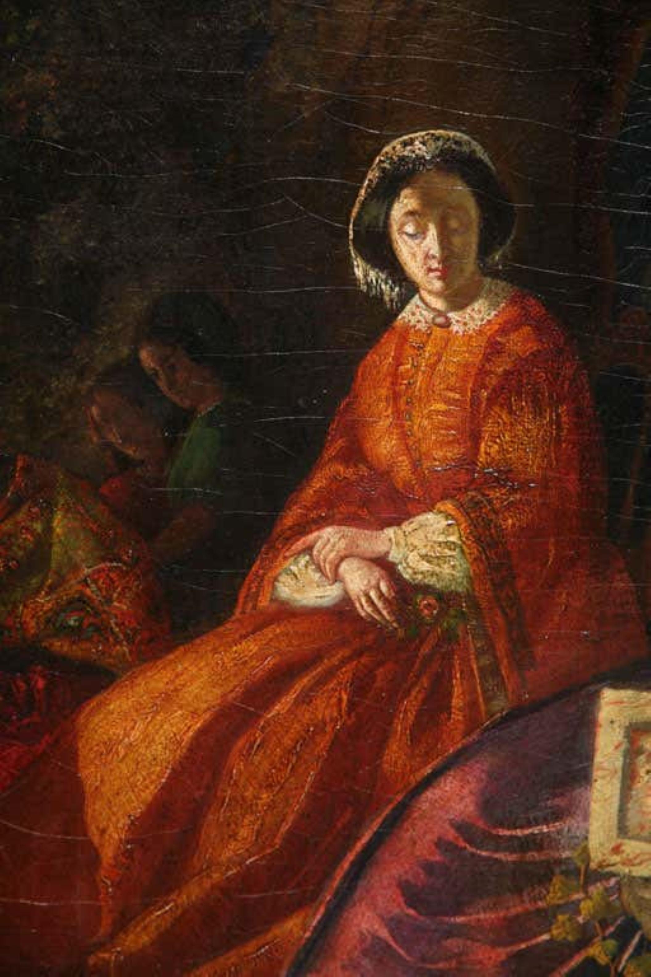 Toile Grande peinture espagnole néoclassique du 19ème siècle de genre attribuée à en vente