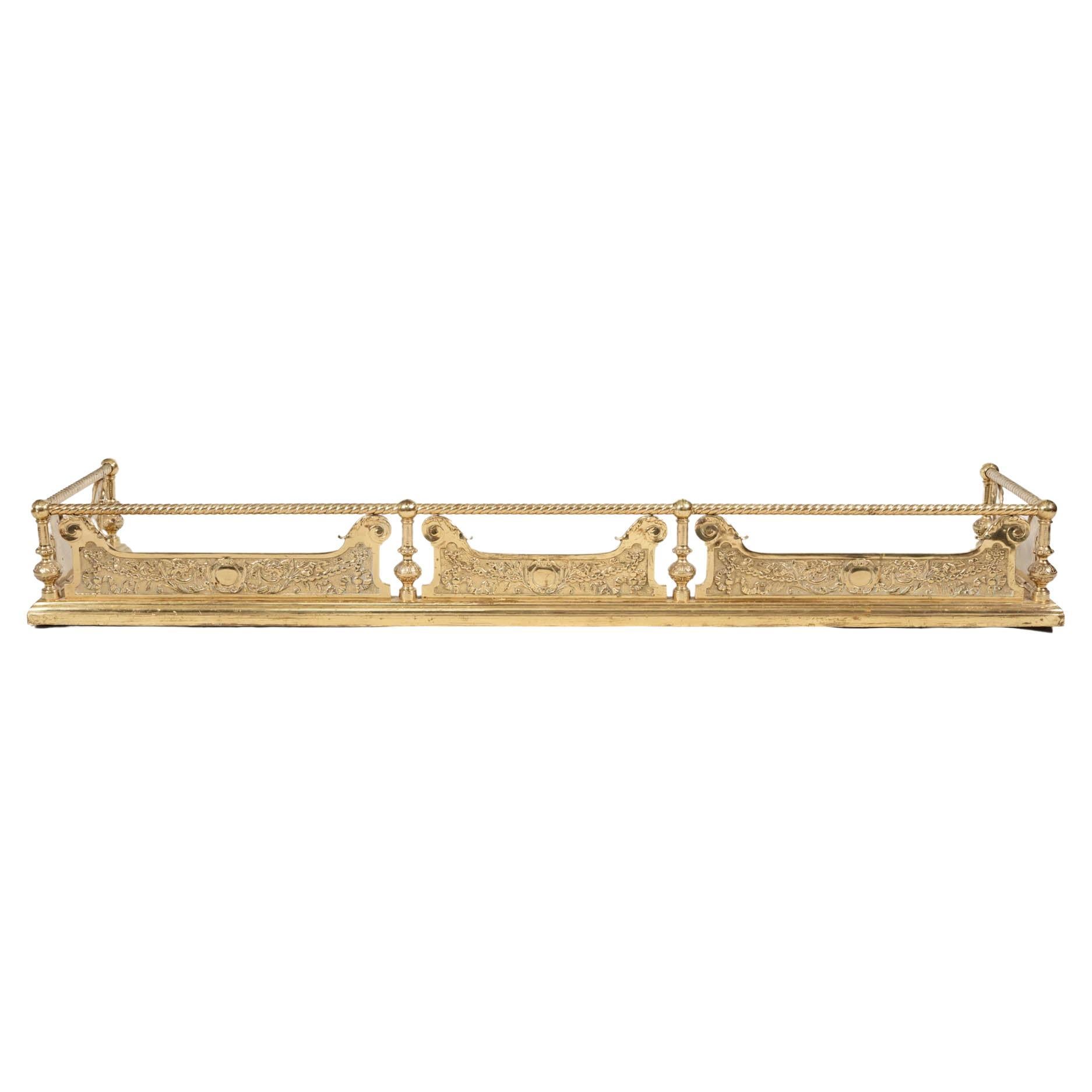 19th Century Neoclassical Style Brass Fender For Sale