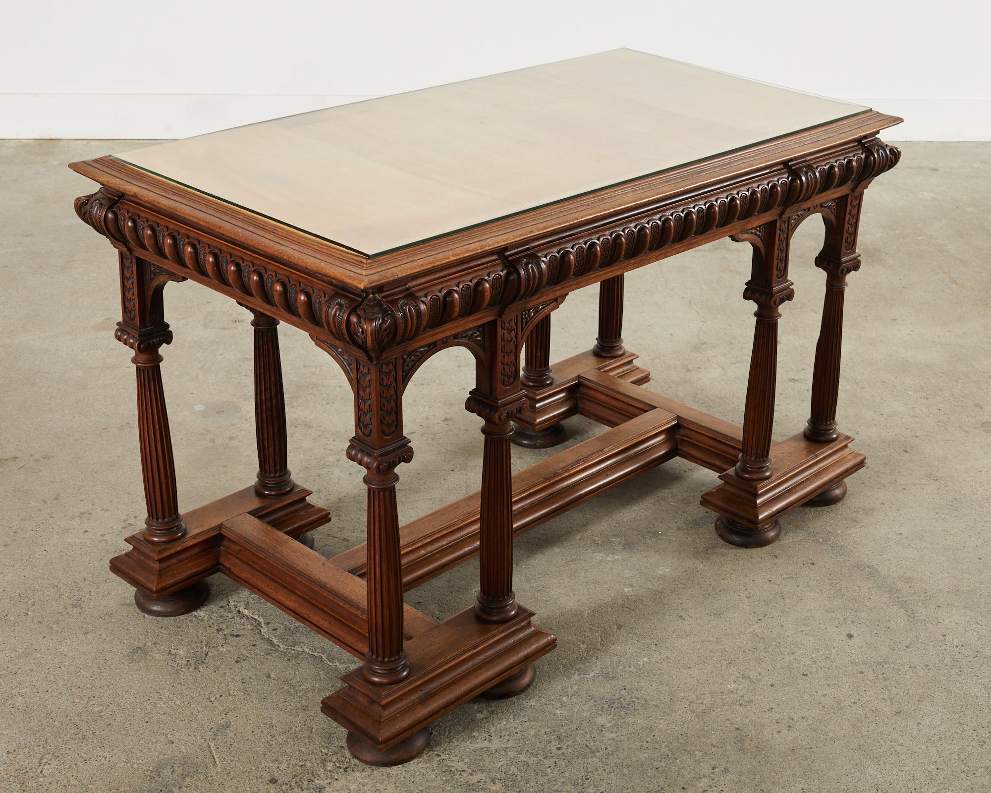 19th Century Neoclassical Style English Oak Library Table Desk  For Sale 7