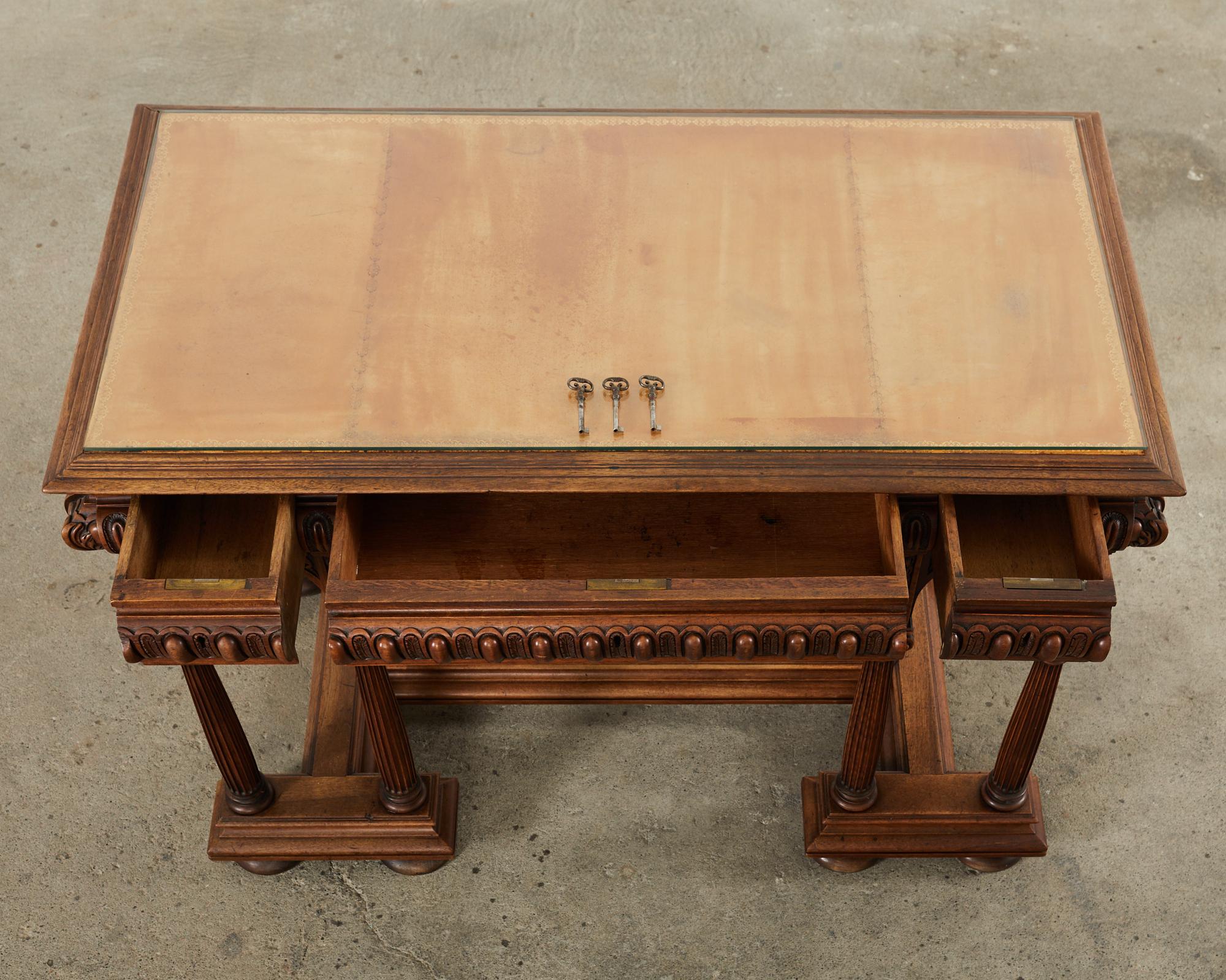 19th Century Neoclassical Style English Oak Library Table Desk  For Sale 8