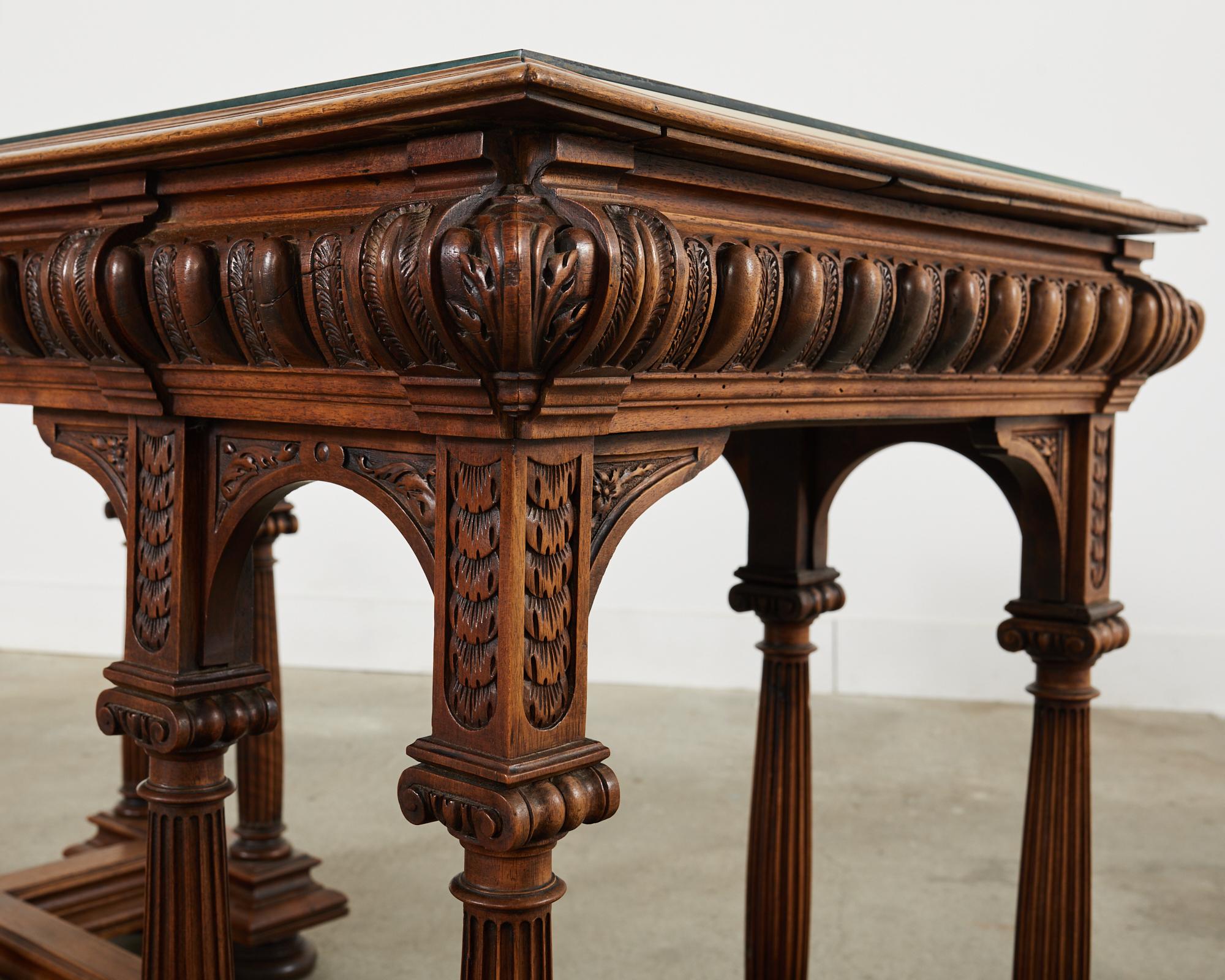 19th Century Neoclassical Style English Oak Library Table Desk  For Sale 9