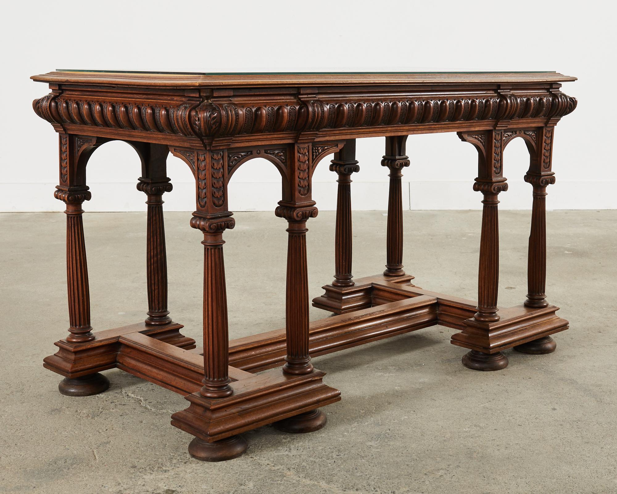 19th Century Neoclassical Style English Oak Library Table Desk  For Sale 11