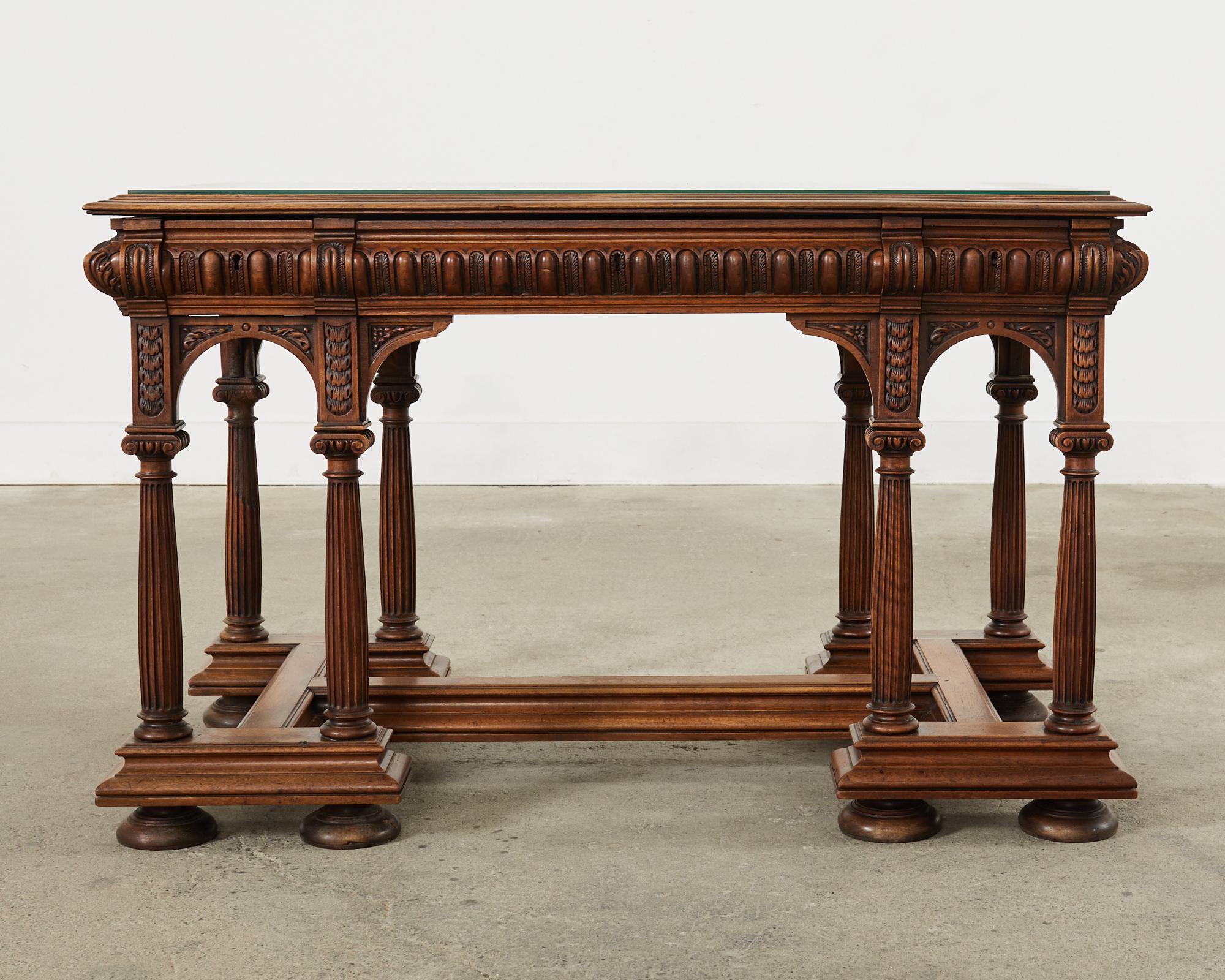19th Century Neoclassical Style English Oak Library Table Desk  For Sale 15